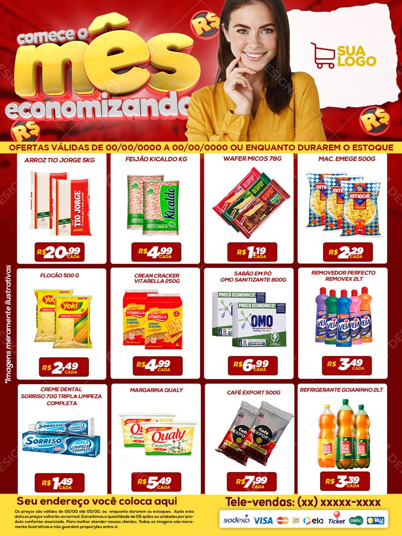 Social Media Encarte Comece O Mês Economizando Supermercado PSD Editavel