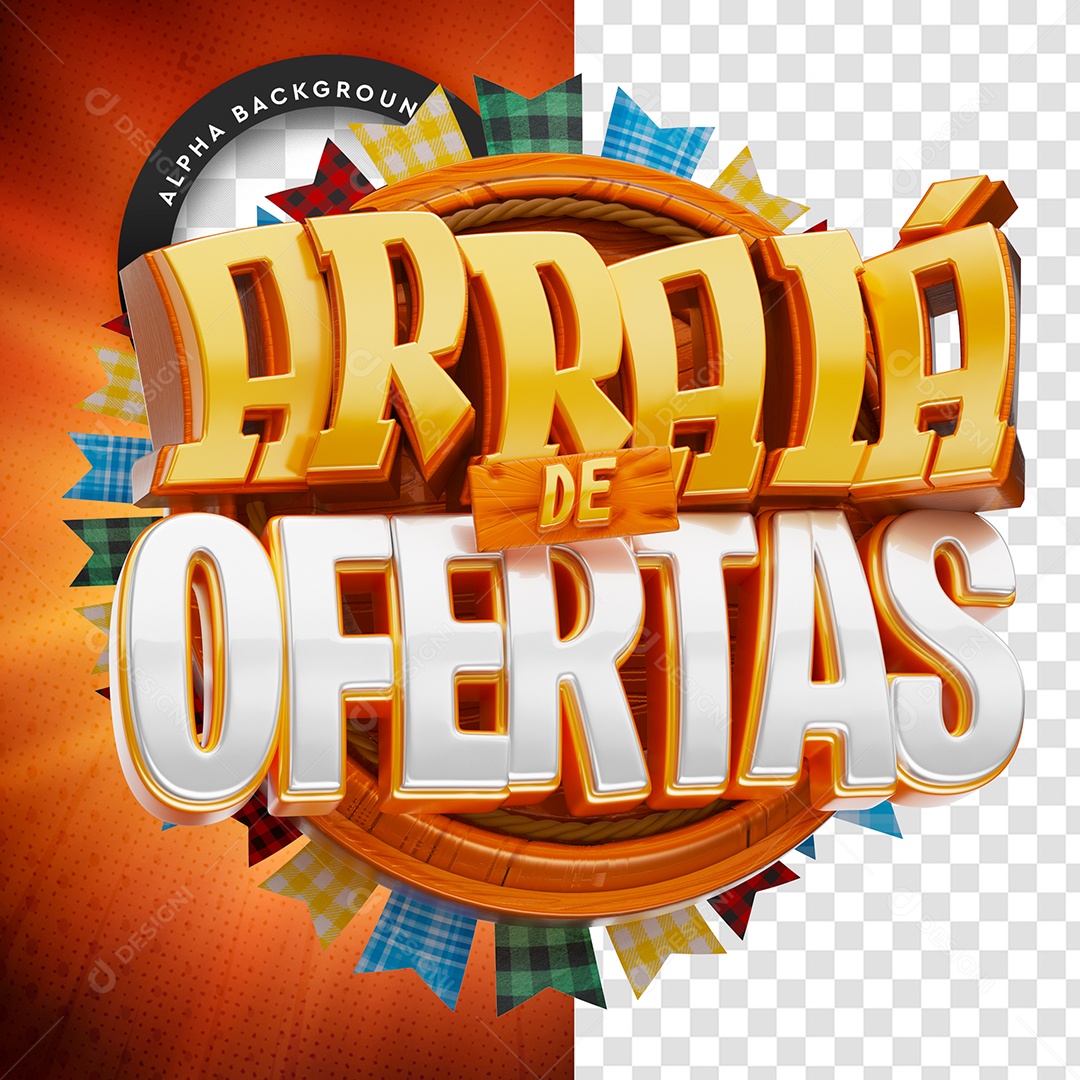 Selo 3D Para Composição Arraiá de Ofertas PSD