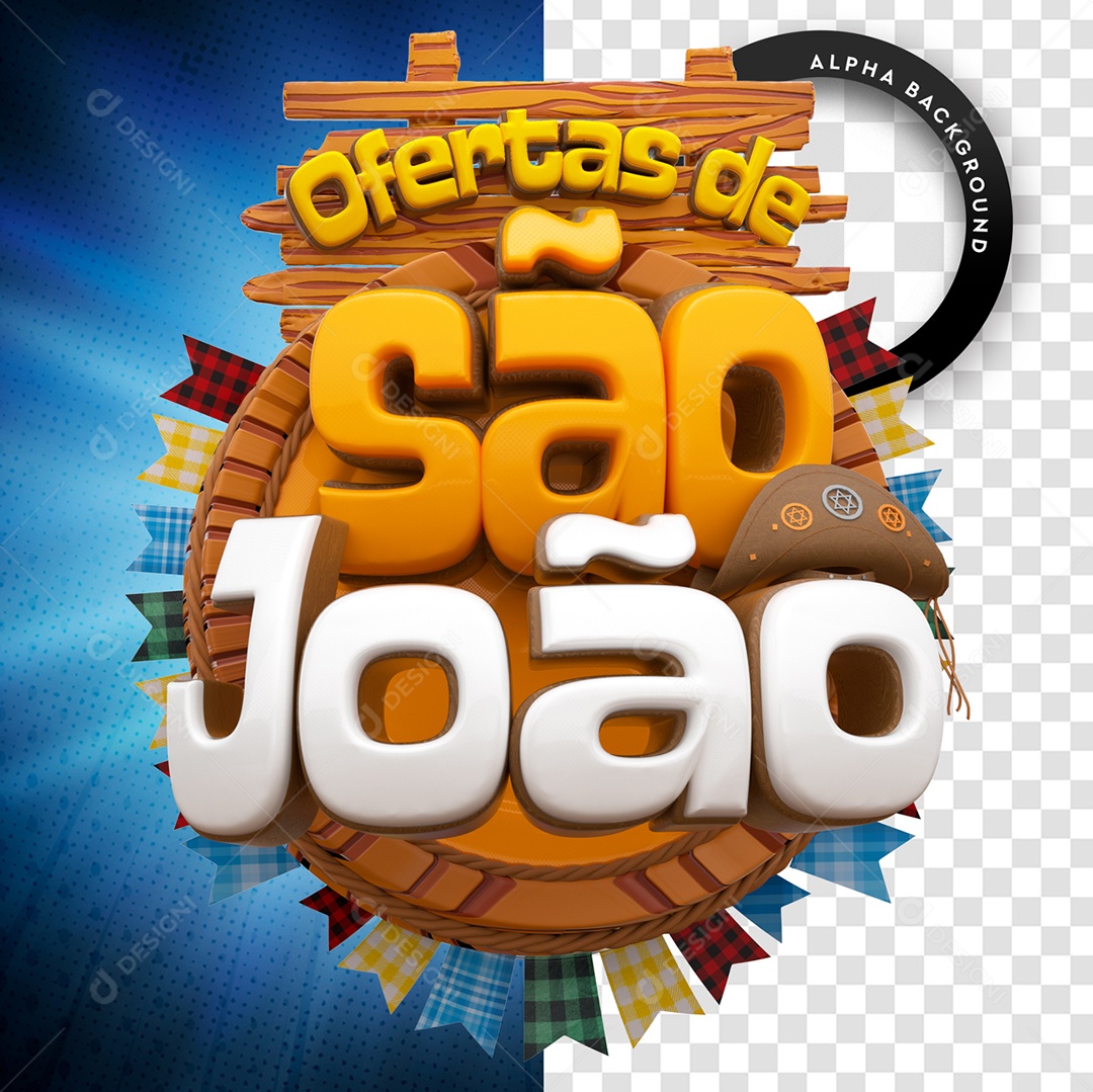 Selo 3D Para Composição Ofertas de São João PSD