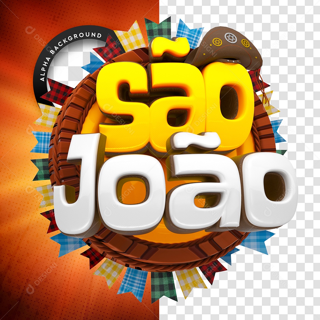 Selo 3D Para Composição São João PSD
