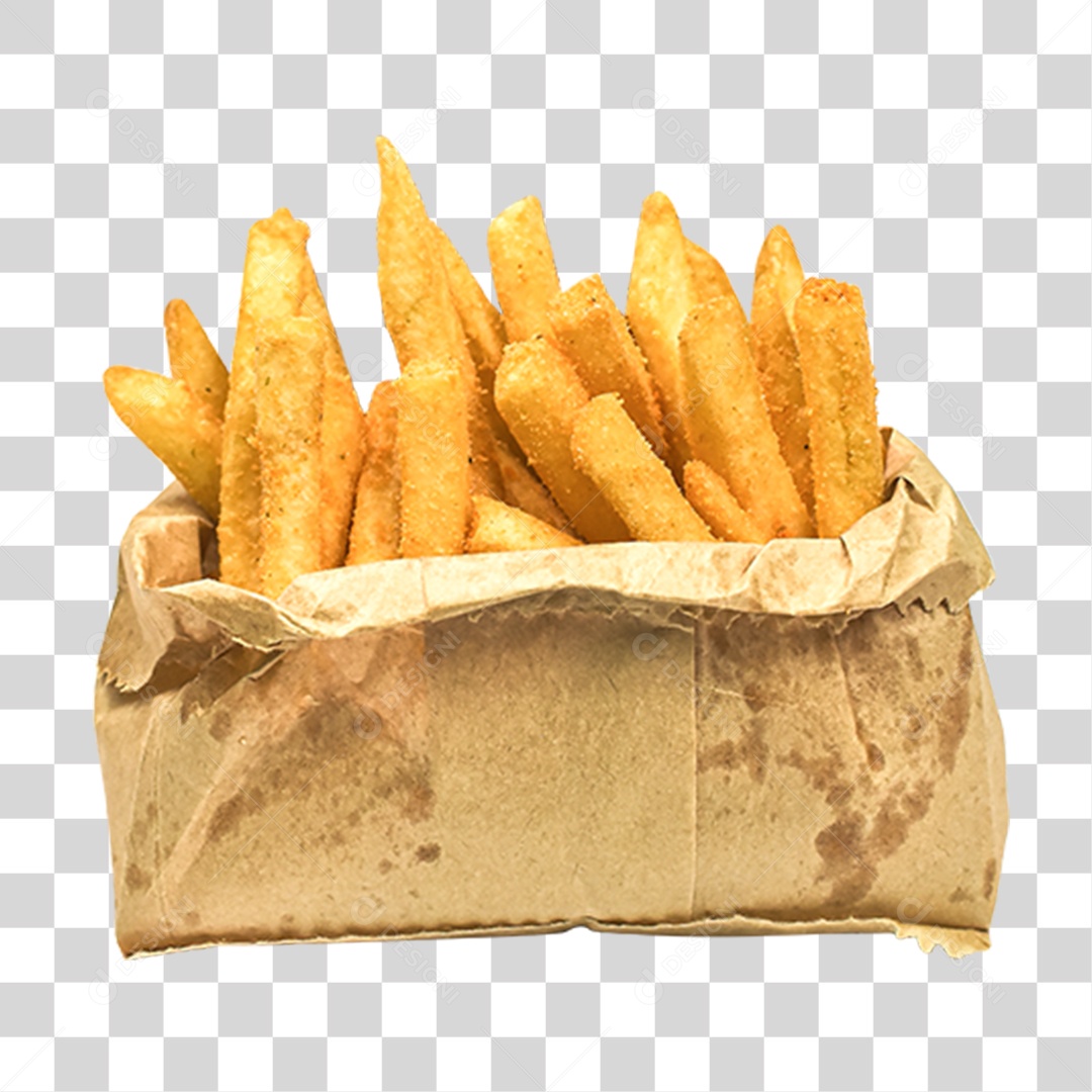 Pacote com Batata Frita PNG Transparente