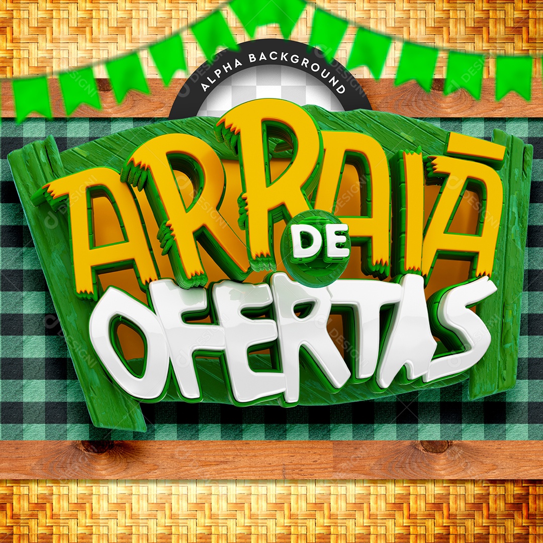 Selo 3D Para Composição Arraiá de Ofertas PSD