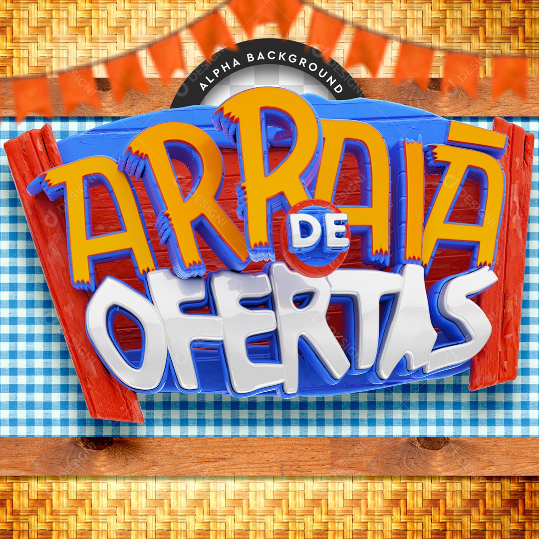 Selo 3D Para Composição Arraiá de Ofertas PSD