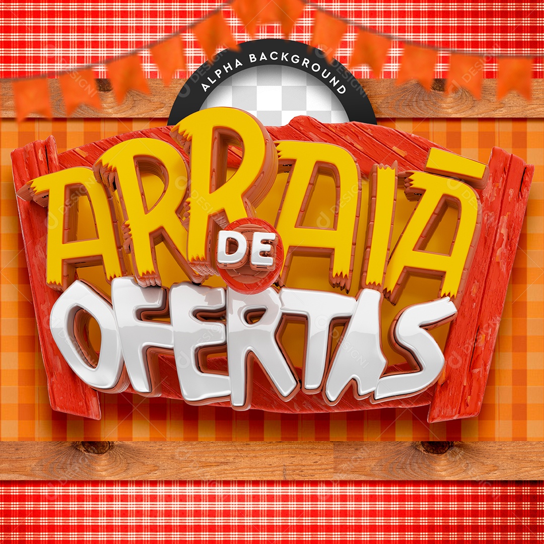 Selo 3D Para Composição Arraiá de Ofertas PSD