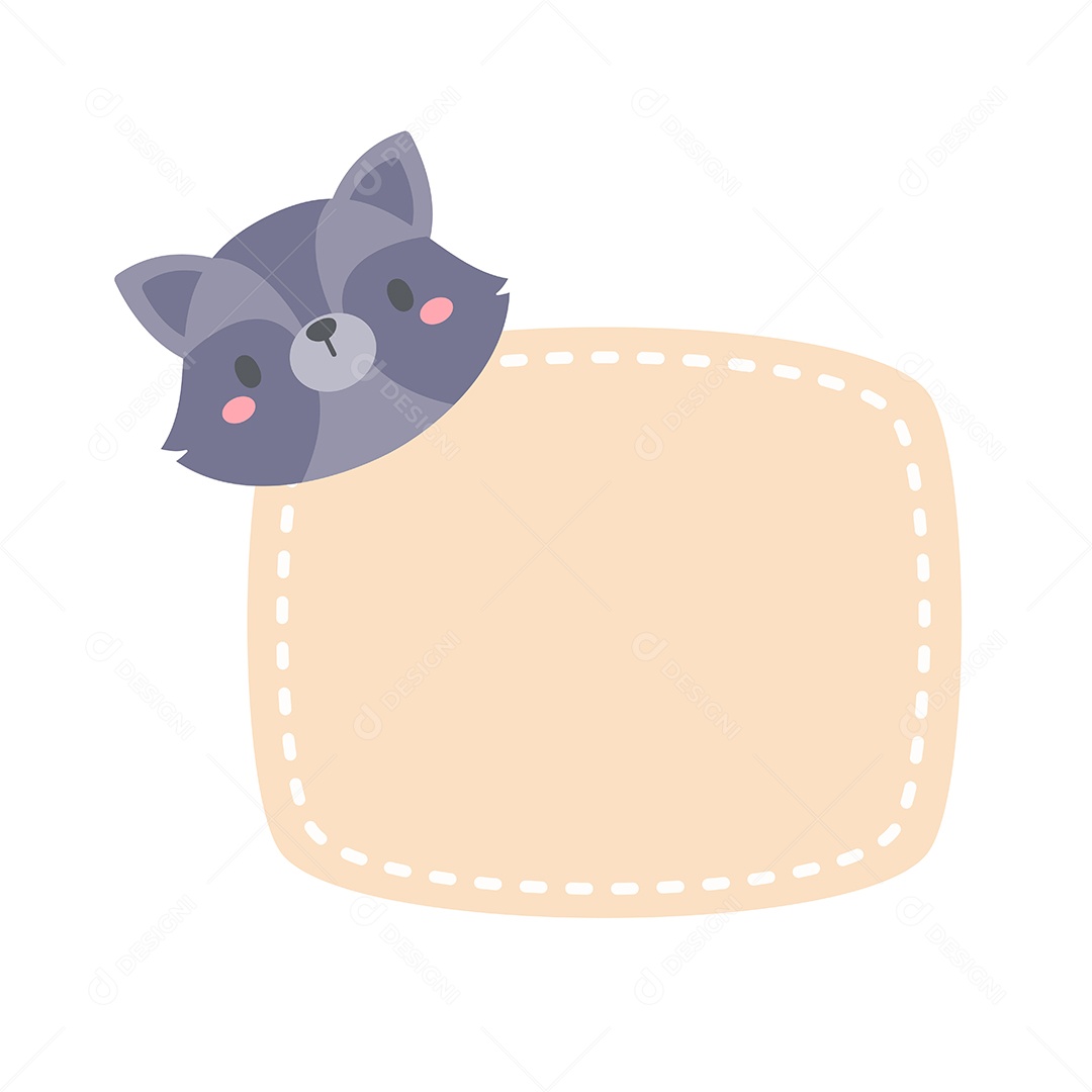 Quadro De Texto Com Desenho De Guaxinim Vetor EPS