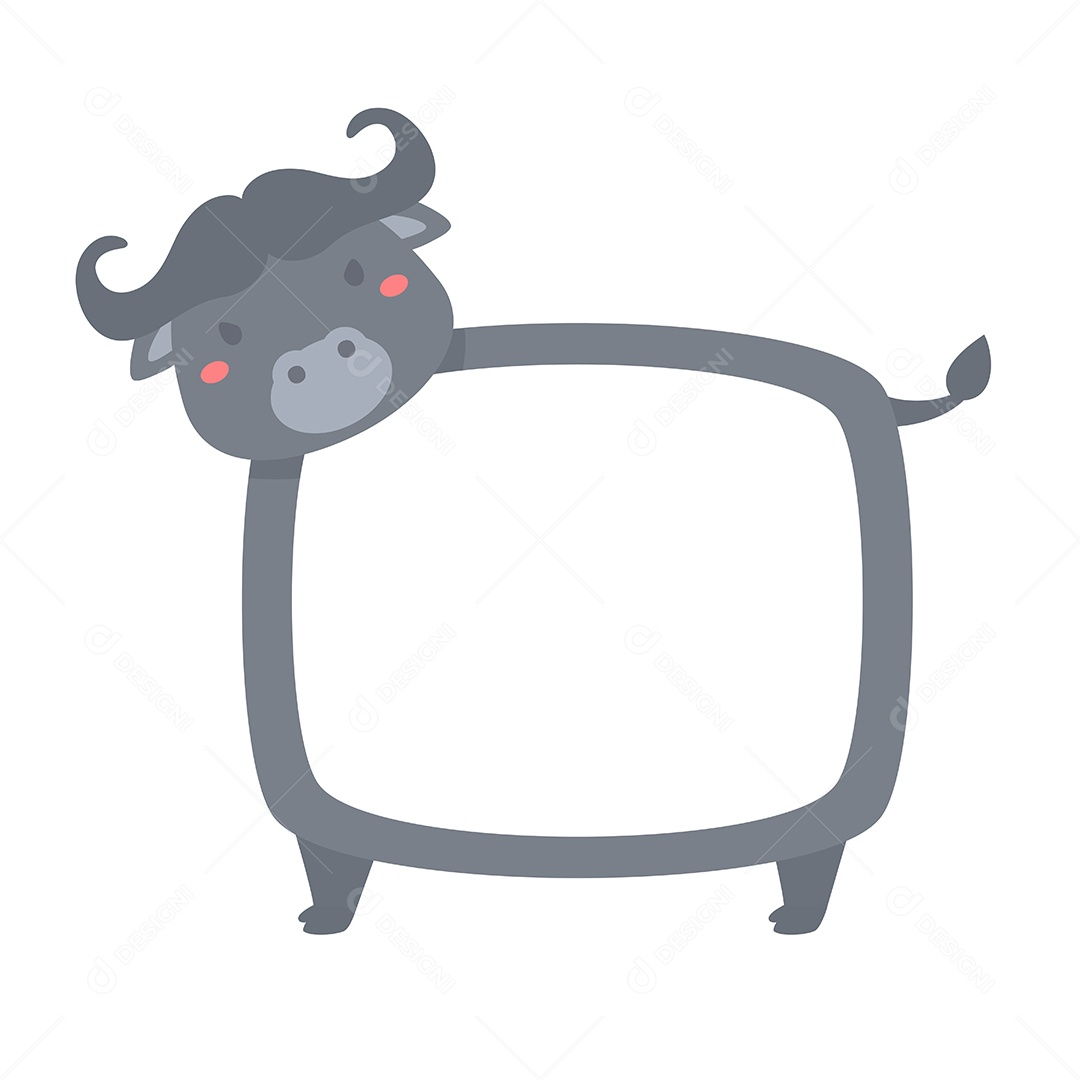 Quadro De Texto Com Desenho De Búfalo Vetor EPS