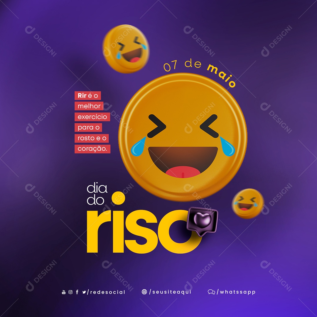 Rir é o Melhor Exercício Para O Rosto e o Coração Dia Do Riso Social Media PSD Editável