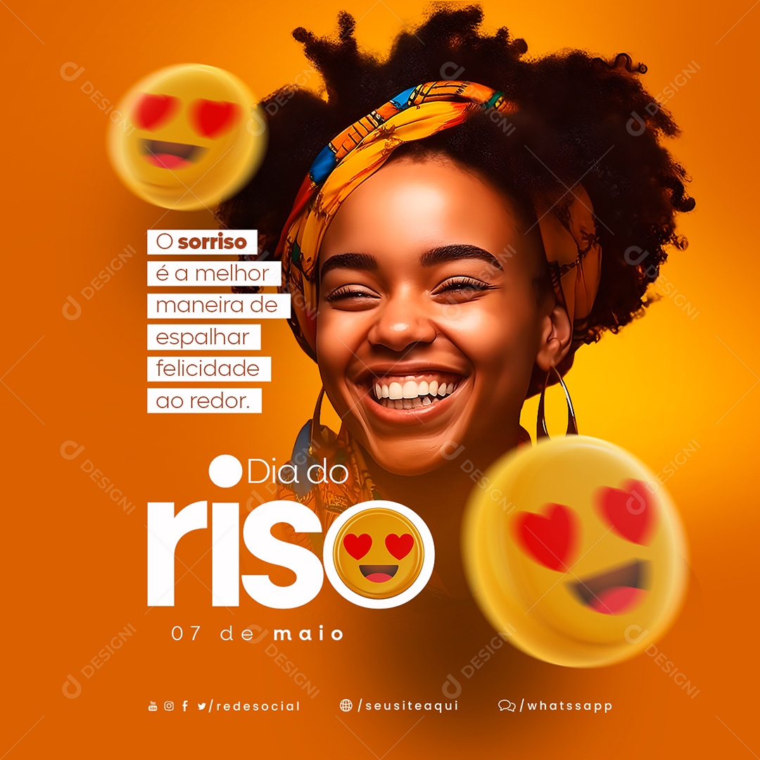 O Sorriso é a Maneira De Espalhar Felicidade Ao Redor Dia Do Riso Social Media PSD Editável