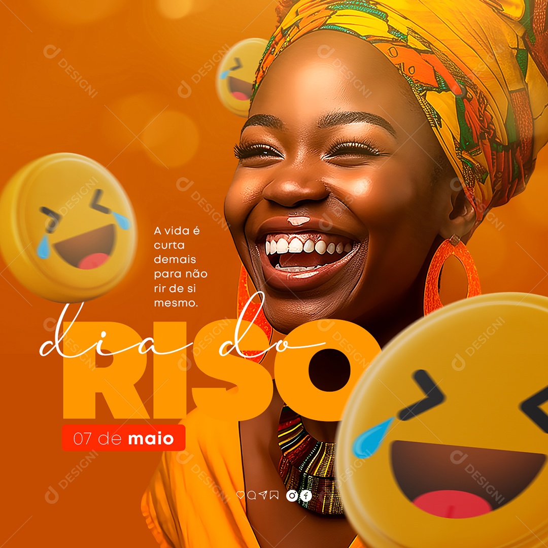 A Vida é Curta Demais Para Não Rir De Si Mesmo Dia Do Riso Social Media PSD Editável