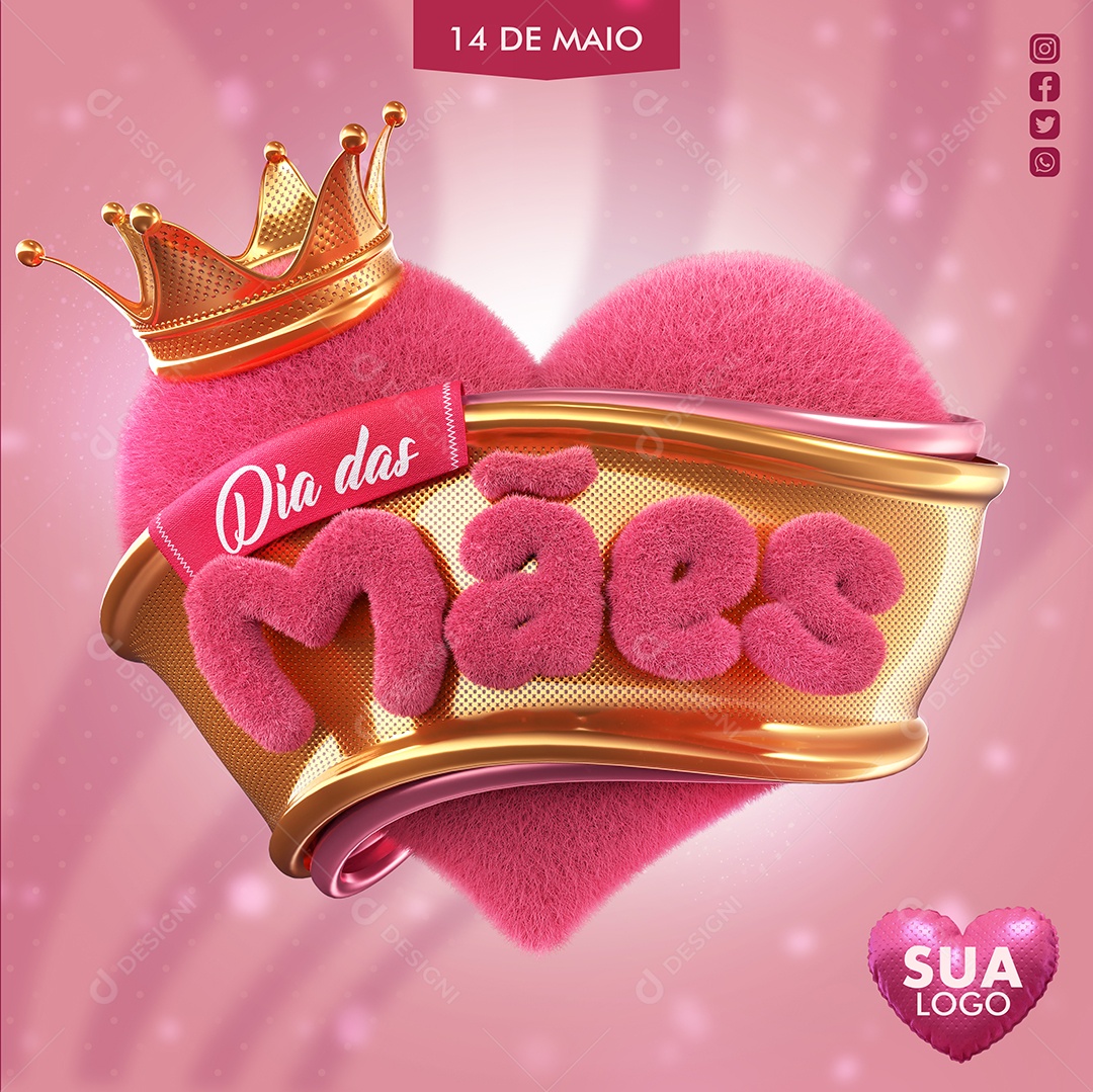 Mother's Day 3D Stamp For PSD Composition