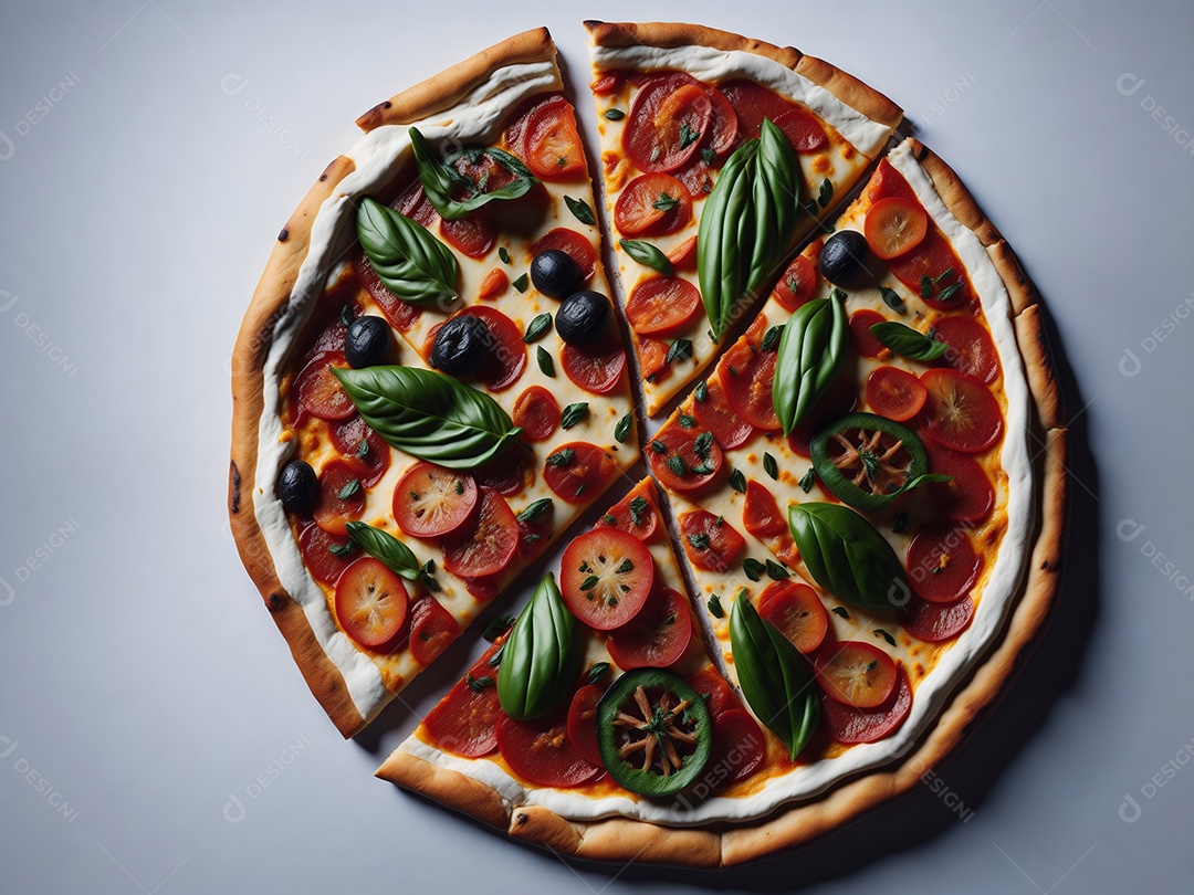 Pizza sobre uma mesa de uma pizzaria