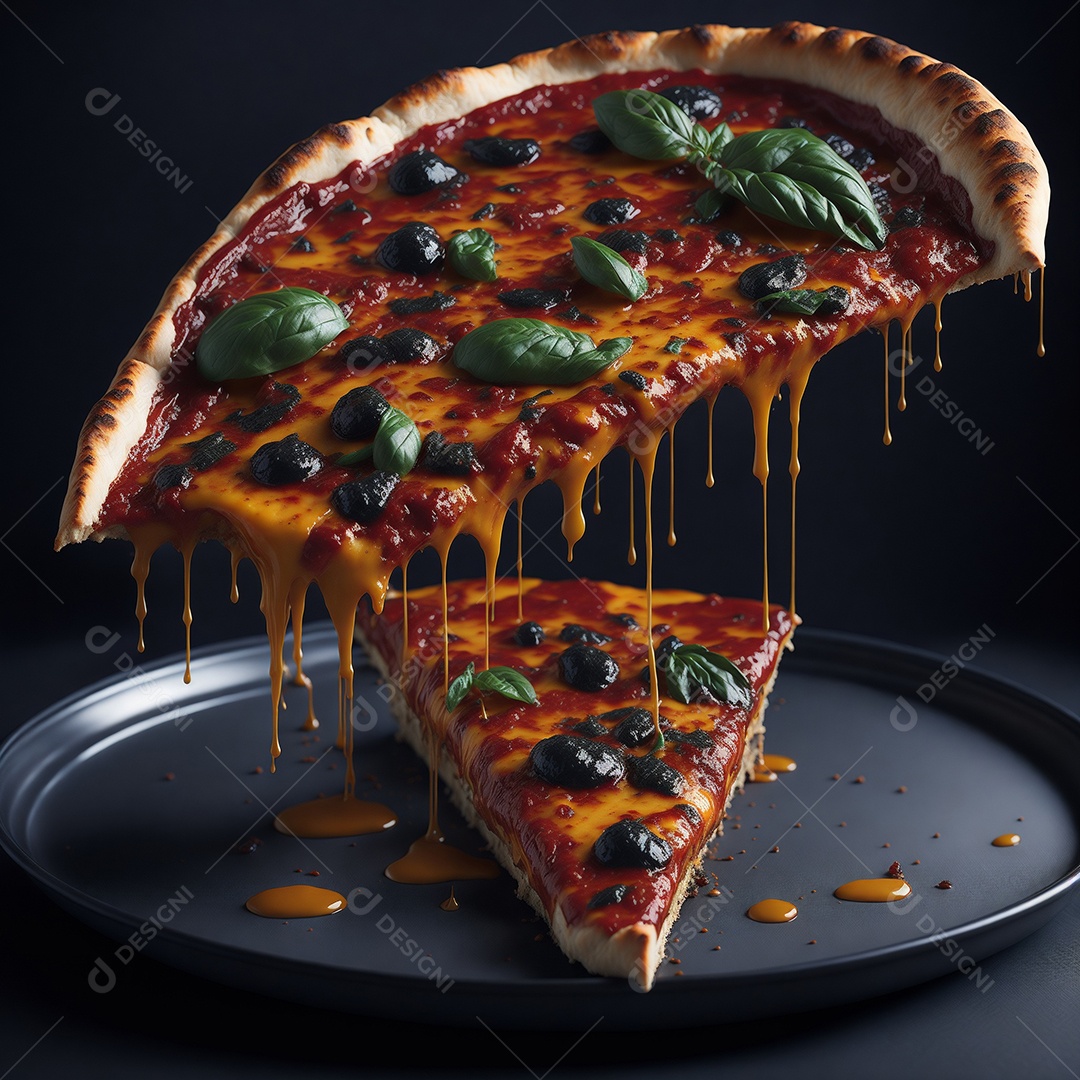 Pizza sobre uma mesa de uma pizzaria