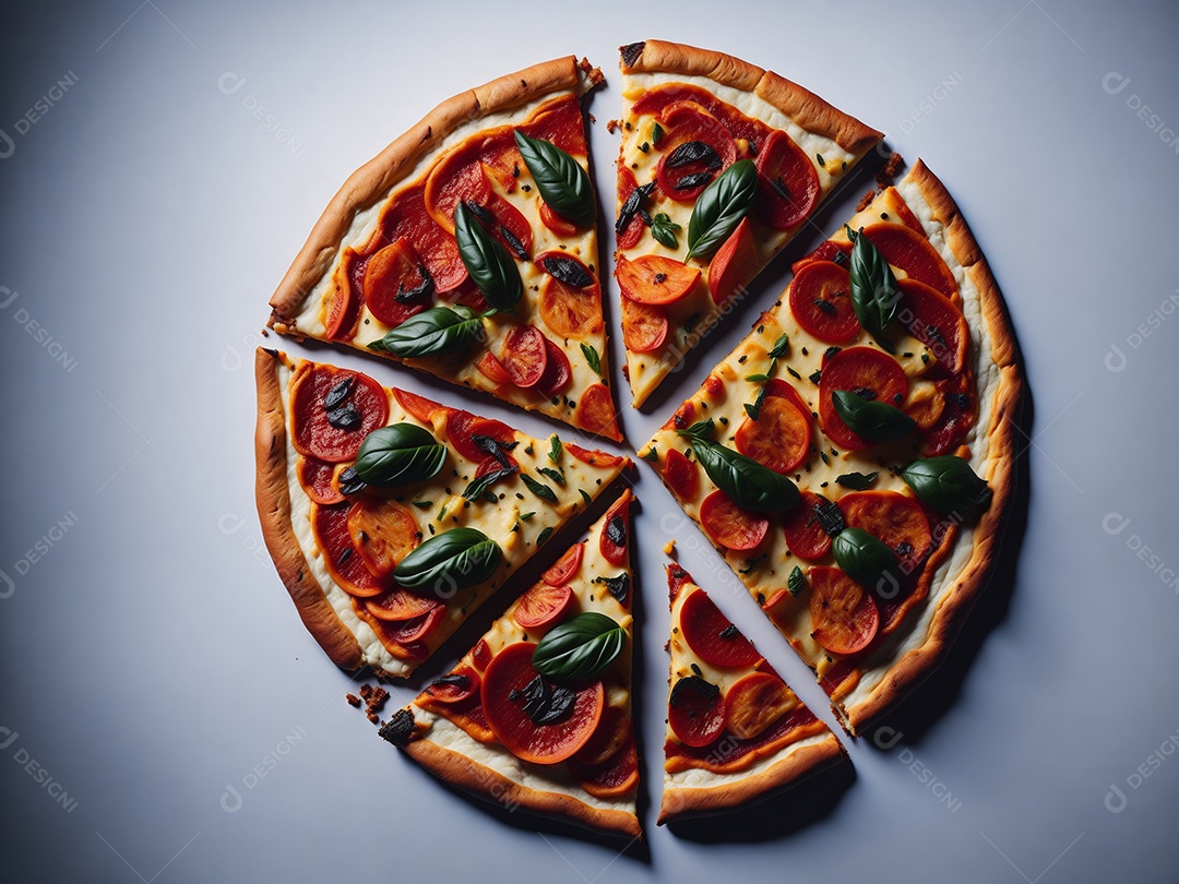 Pizza sobre uma mesa de uma pizzaria