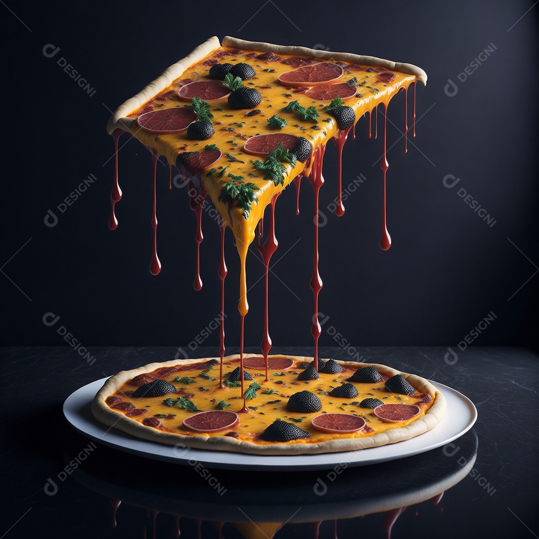 Pizza sobre uma mesa de uma pizzaria