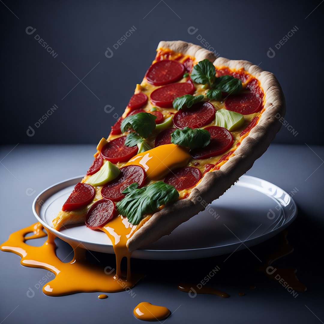 Pizza sobre uma mesa de uma pizzaria