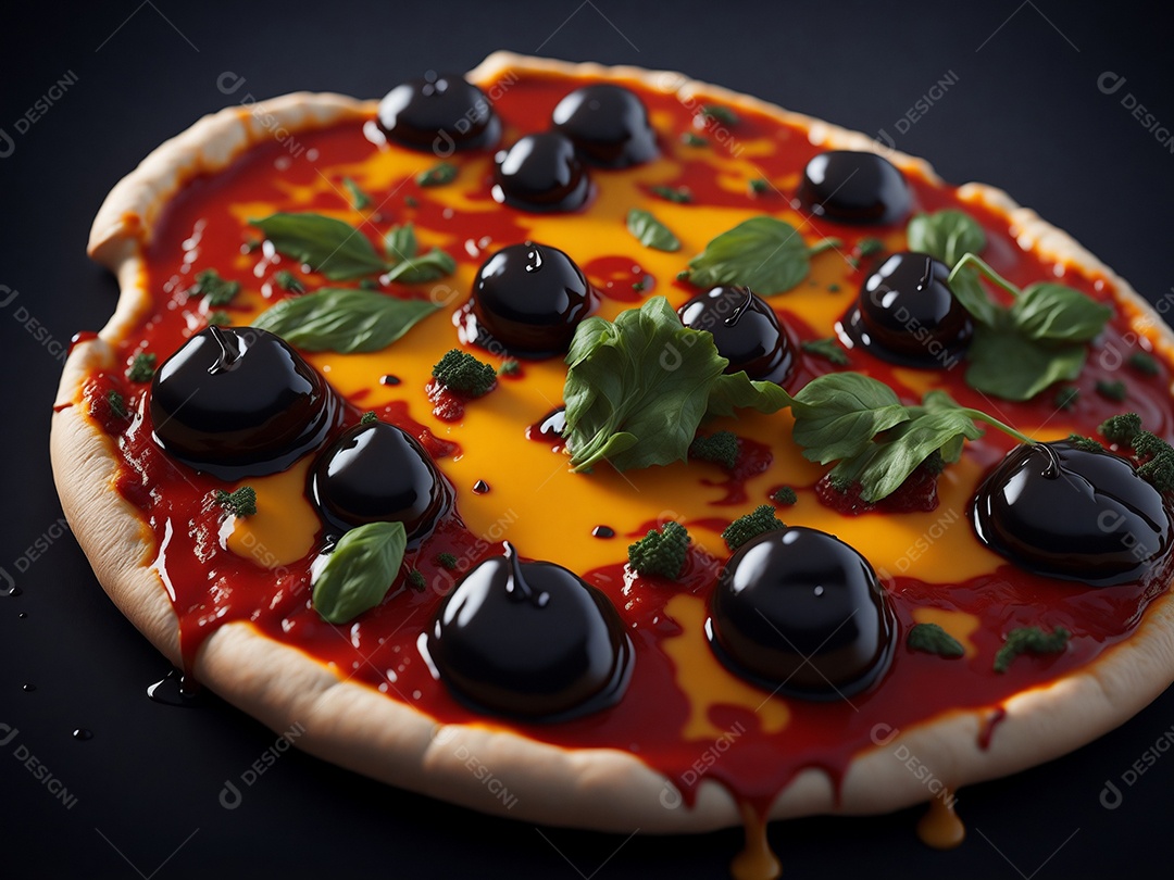 Pizza sobre uma mesa de uma pizzaria