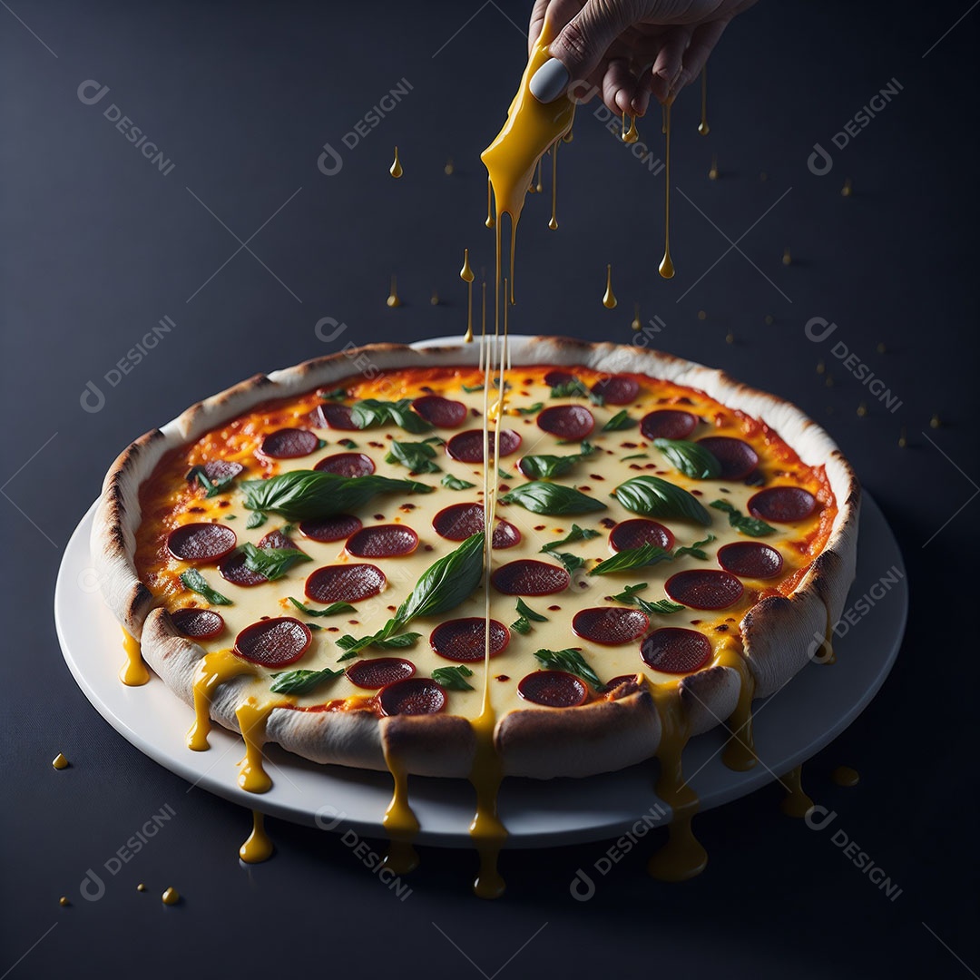 Pizza sobre uma mesa de uma pizzaria