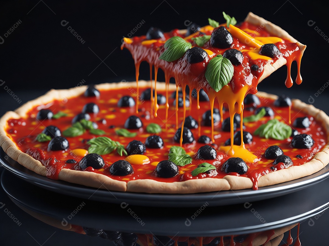 Pizza sobre uma mesa de uma pizzaria