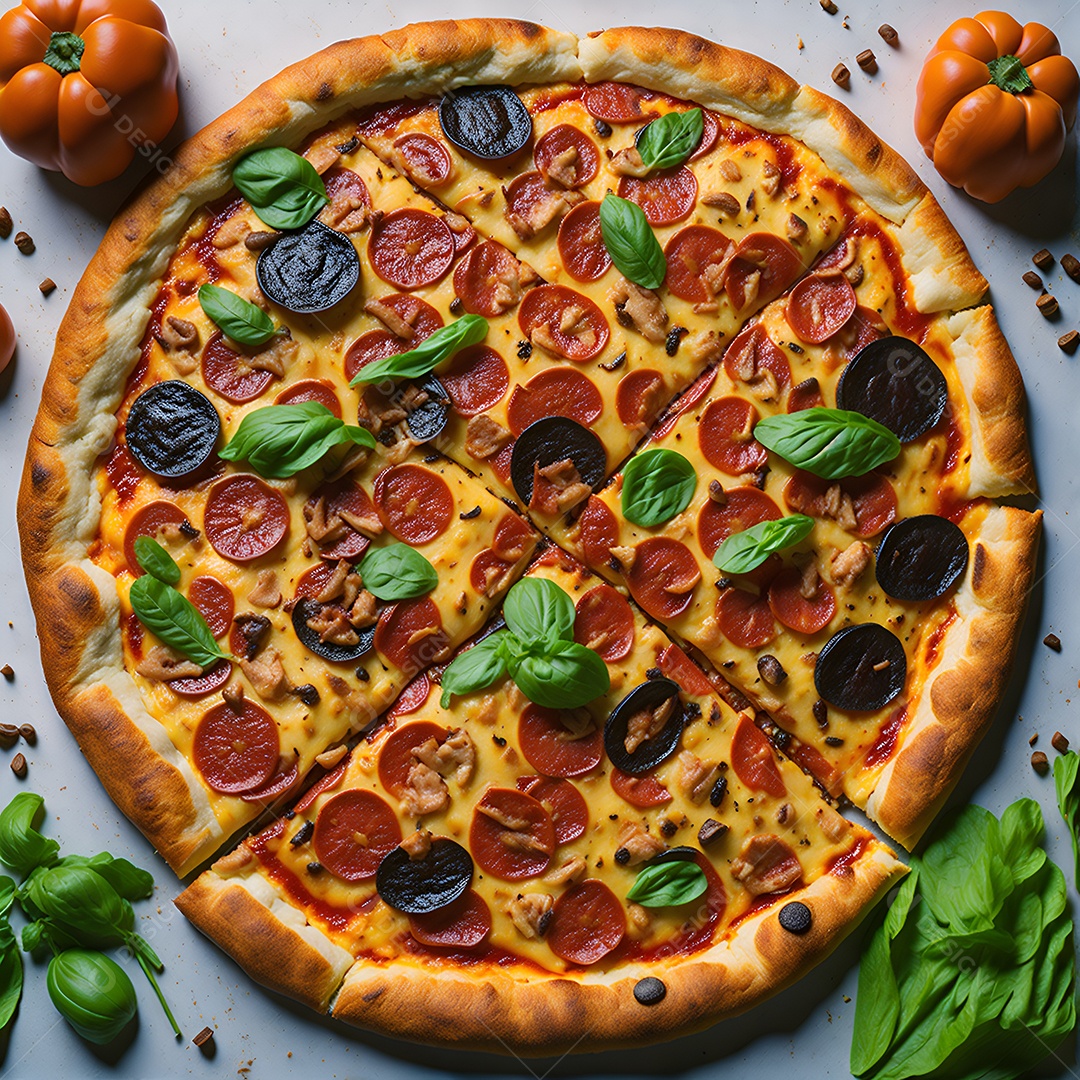 Pizza deliciosa sobre fundo isolado