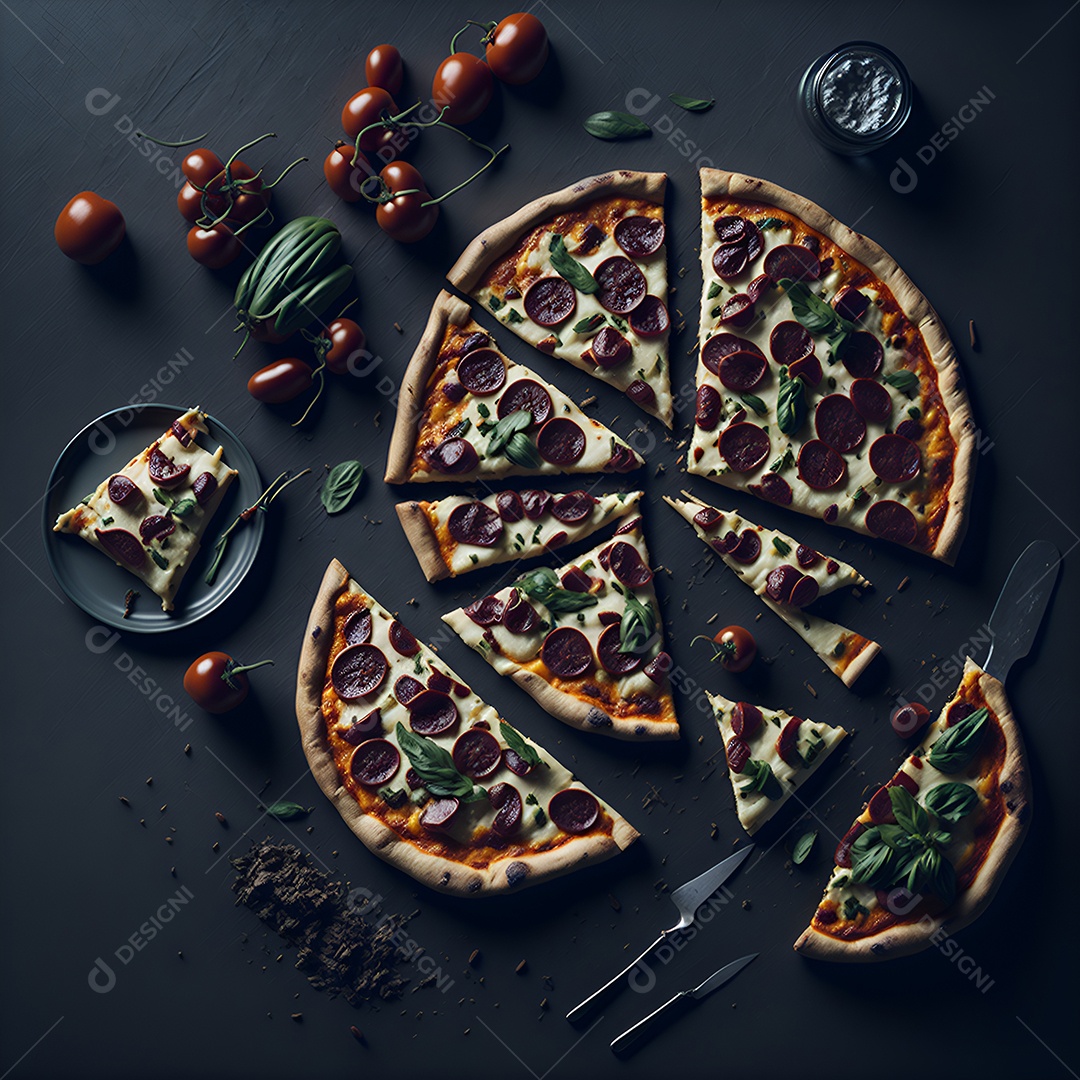 Pizza deliciosa sobre fundo isolado