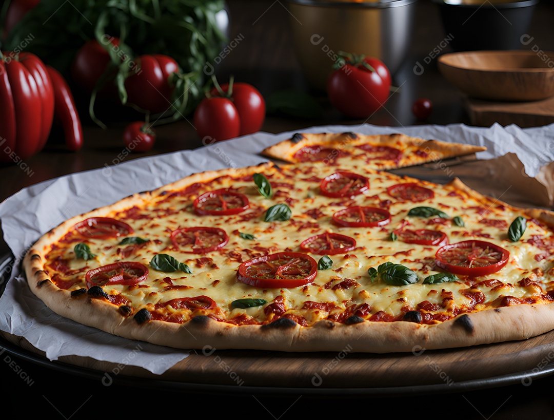 Pizza deliciosa sobre fundo isolado