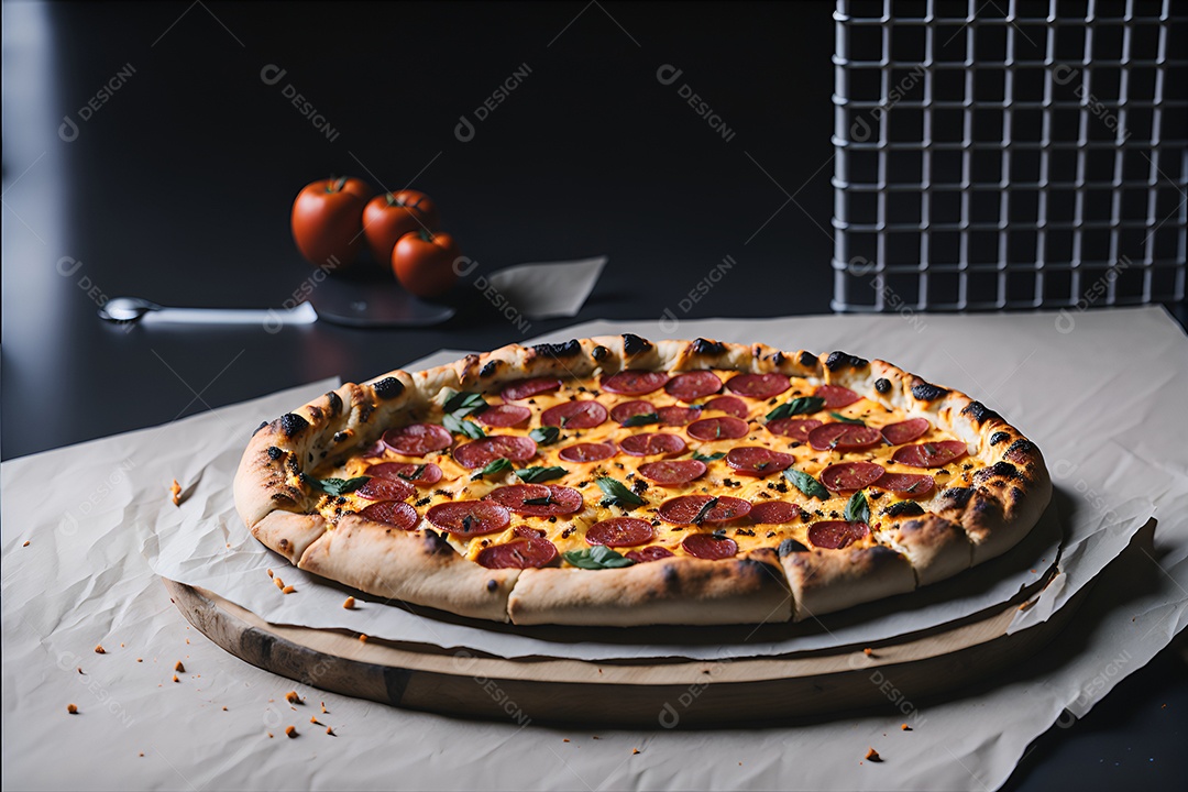 Pizza deliciosa sobre fundo isolado