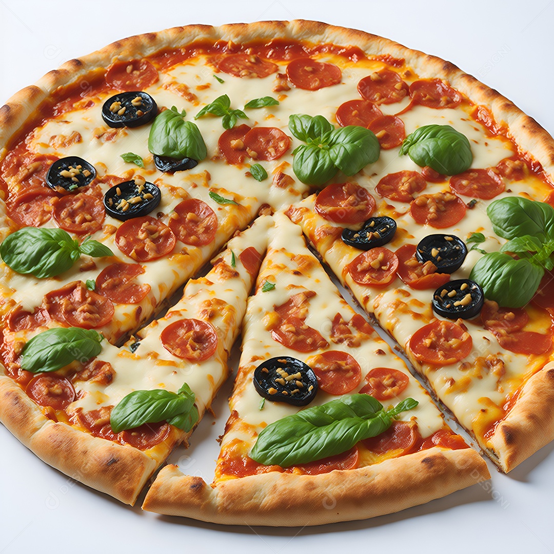 Pizza deliciosa sobre fundo isolado