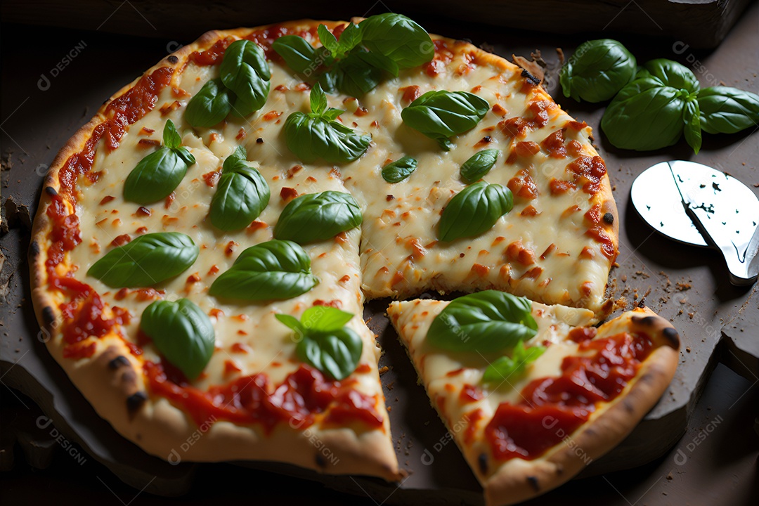 Pizza deliciosa sobre fundo isolado