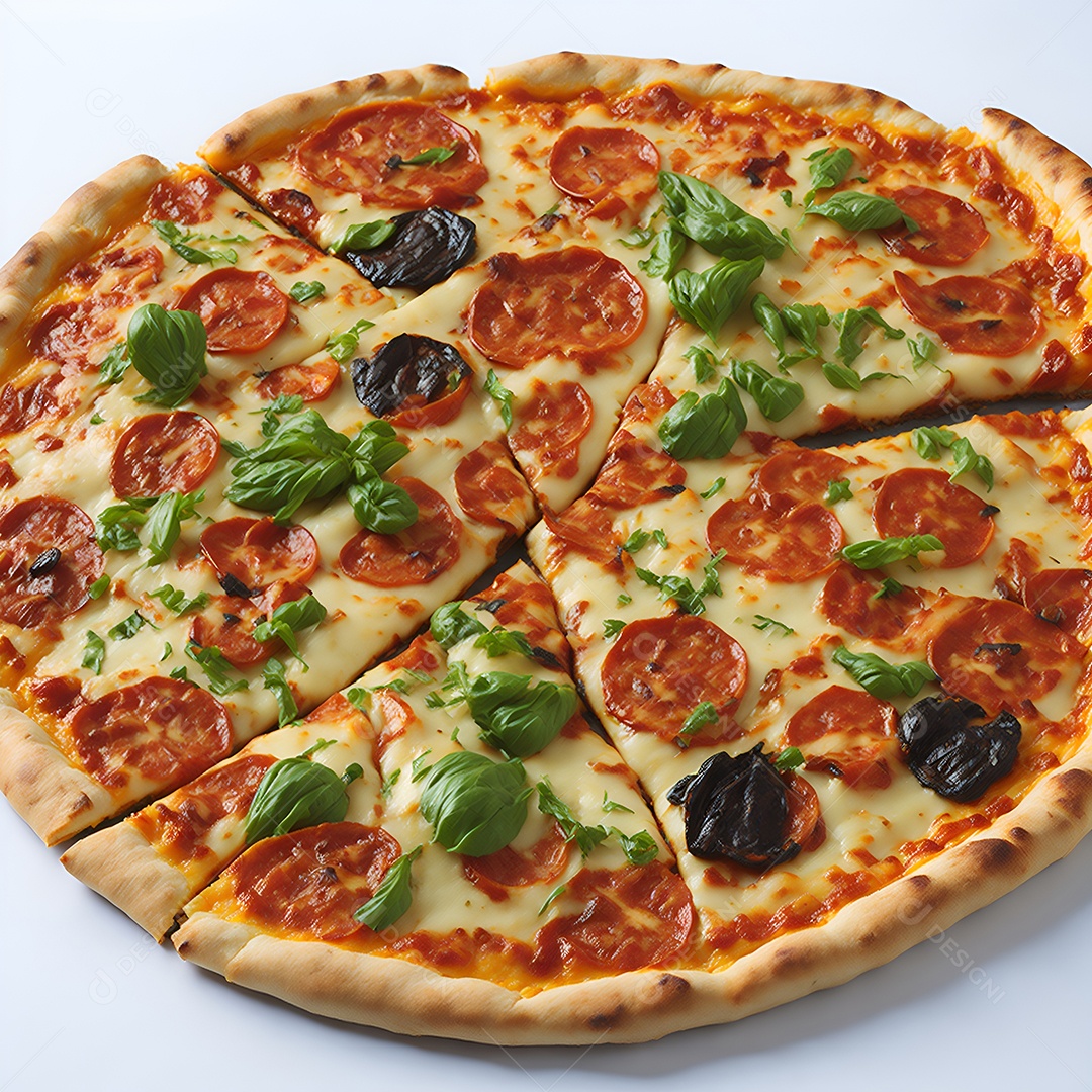 Pizza deliciosa sobre fundo isolado