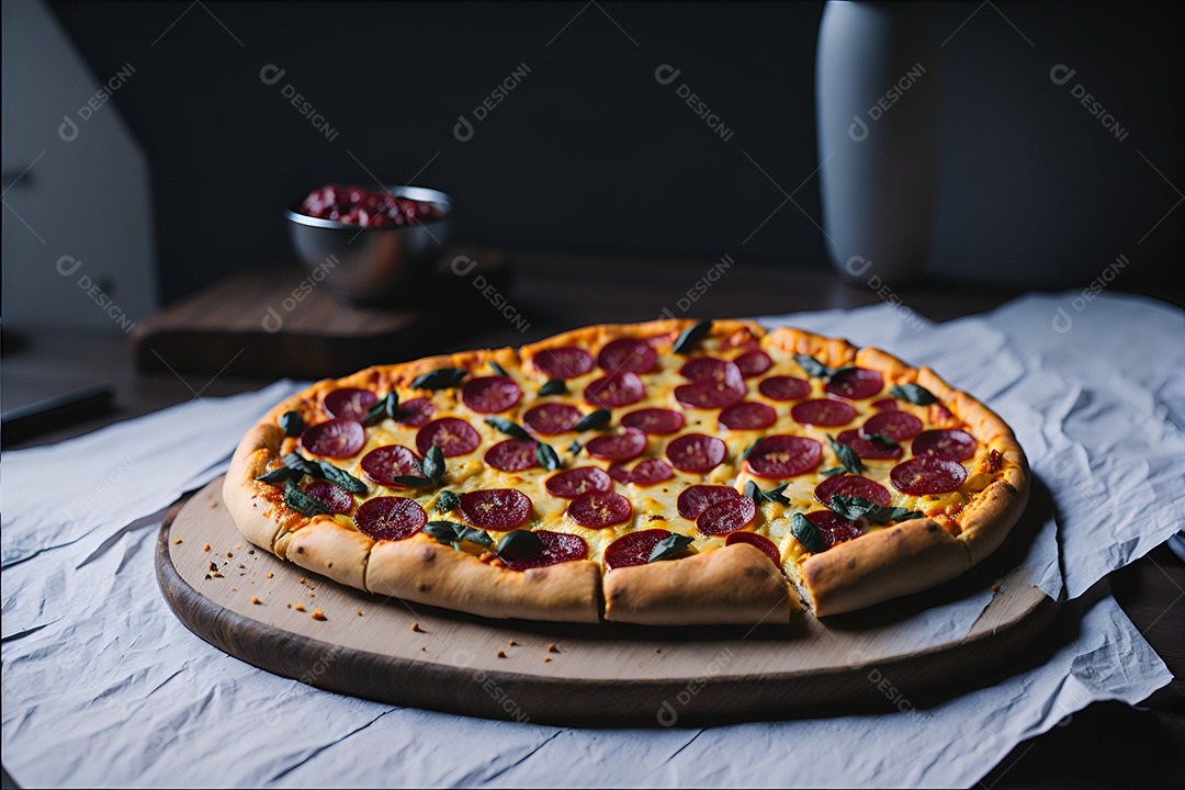 Pizza deliciosa sobre fundo isolado