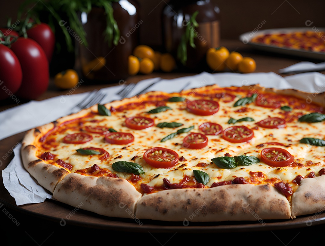 Pizza deliciosa sobre fundo isolado