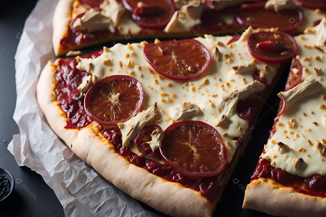 Pizza deliciosa sobre fundo isolado