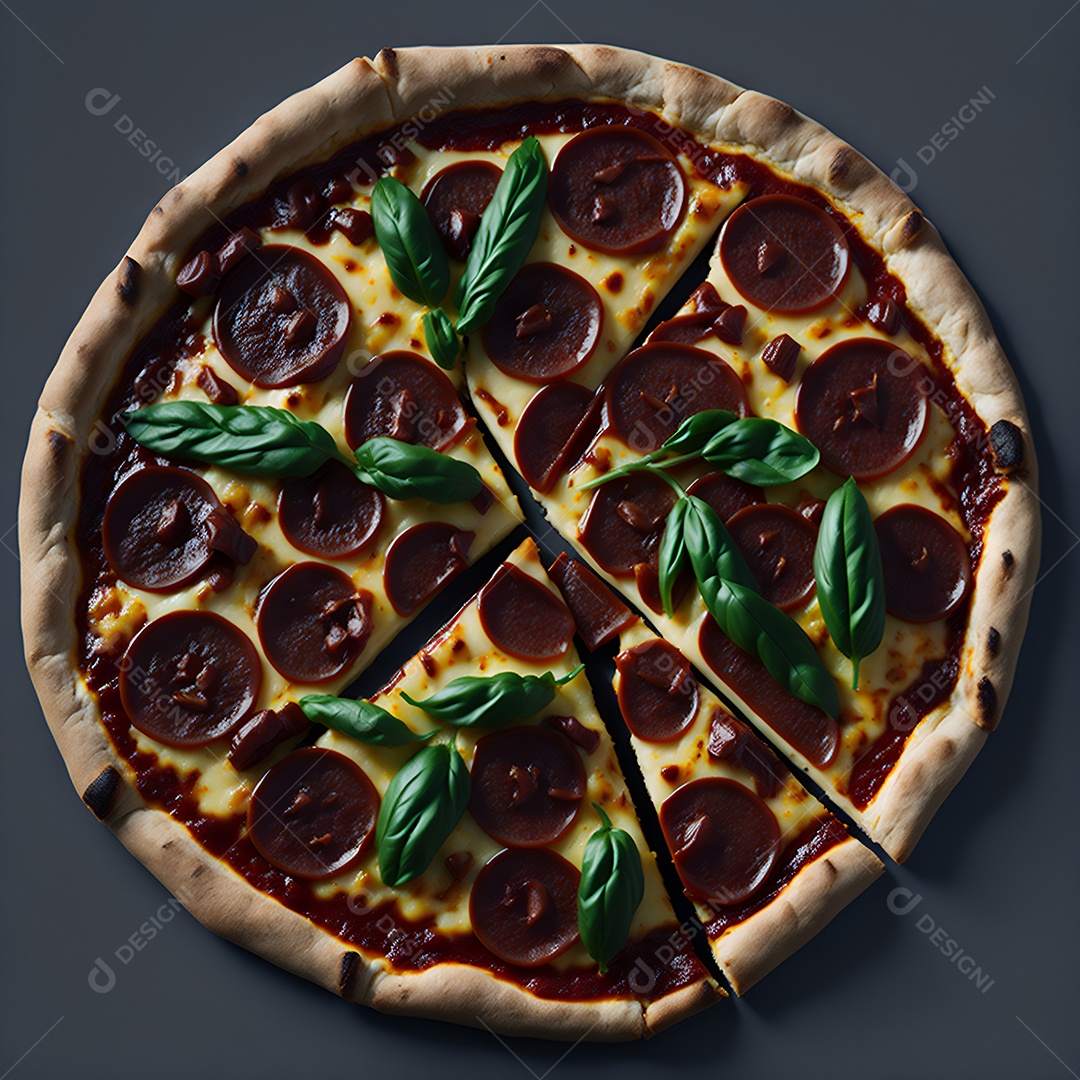 Pizza deliciosa sobre fundo isolado