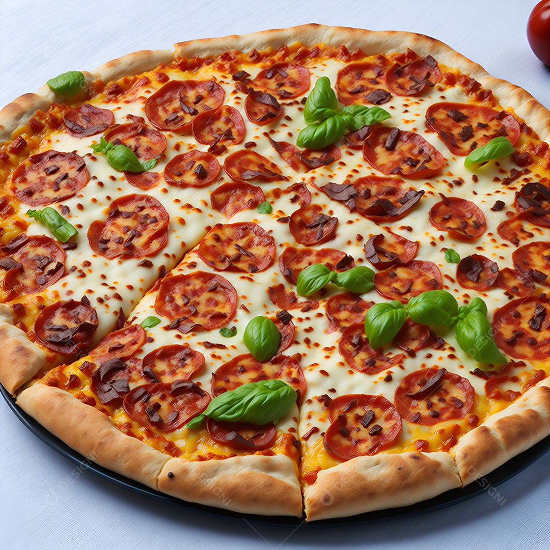 Pizza deliciosa sobre fundo isolado