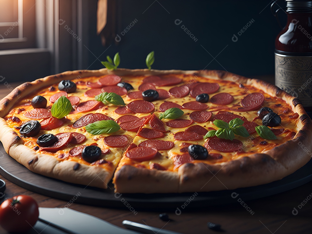 Pizza deliciosa sobre fundo isolado