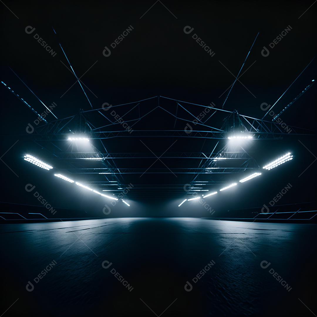 Estádio de futebol com luzes apagadas