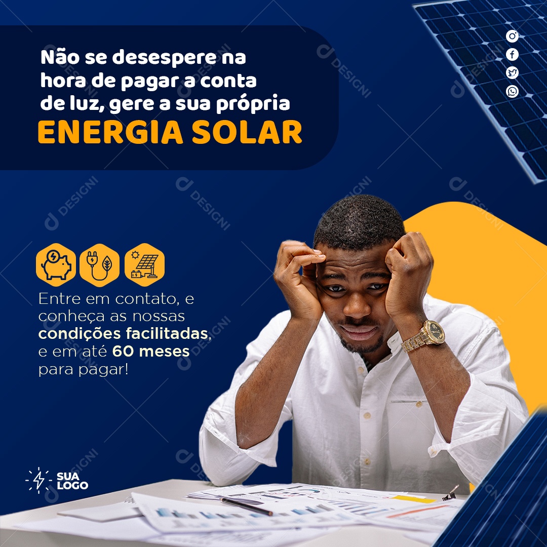 Social Media Feed Energia Solar Não Se Desespere PSD Editavel