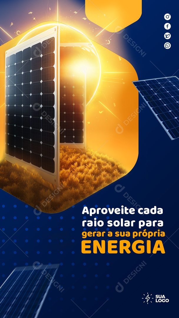 Social Media Story Energia Solar Aproveite Cada Raio Solar PSD Editavel