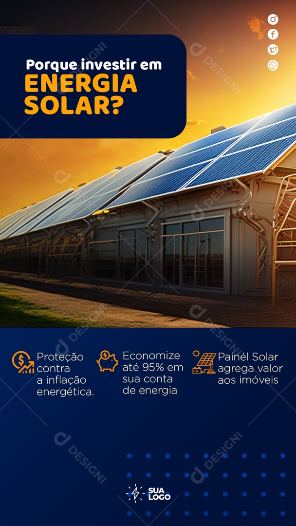 Social Media Story Energia Solar Porque Investir PSD Editavel
