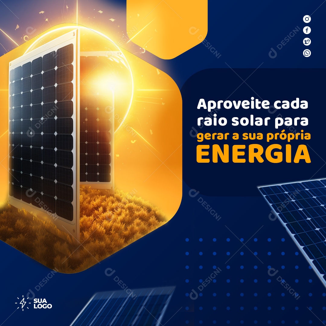 Social Media Energia Solar Aproveite Cada Raio Solar PSD Editavel