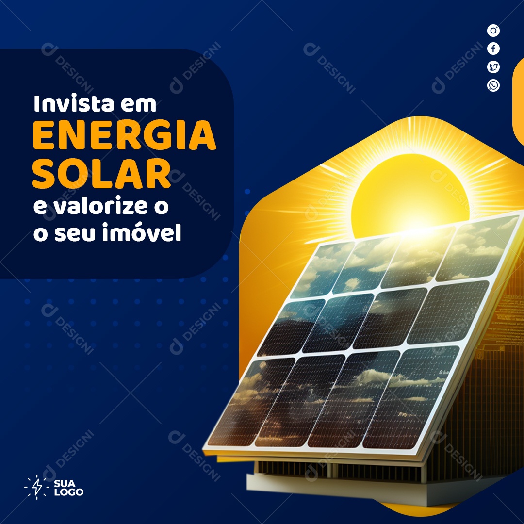 Social Media Energia Solar Valorize Seu Imóvel PSD Editavel