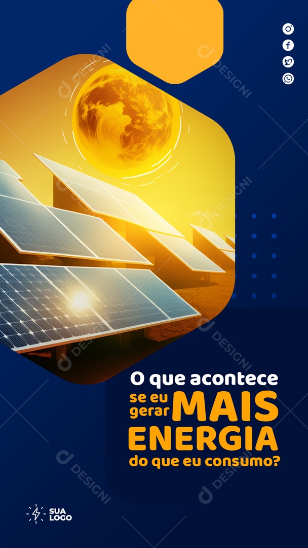 Social Media Energia Solar Se Eu Gerar Mais PSD Editavel