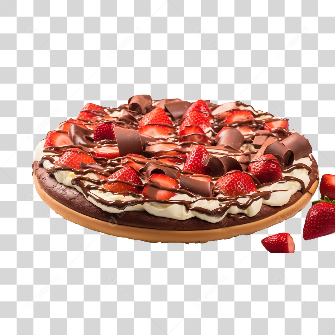 Deliciosa Pizza De Chocolate Com Morangos Tabua De Madeira PNG Transparente