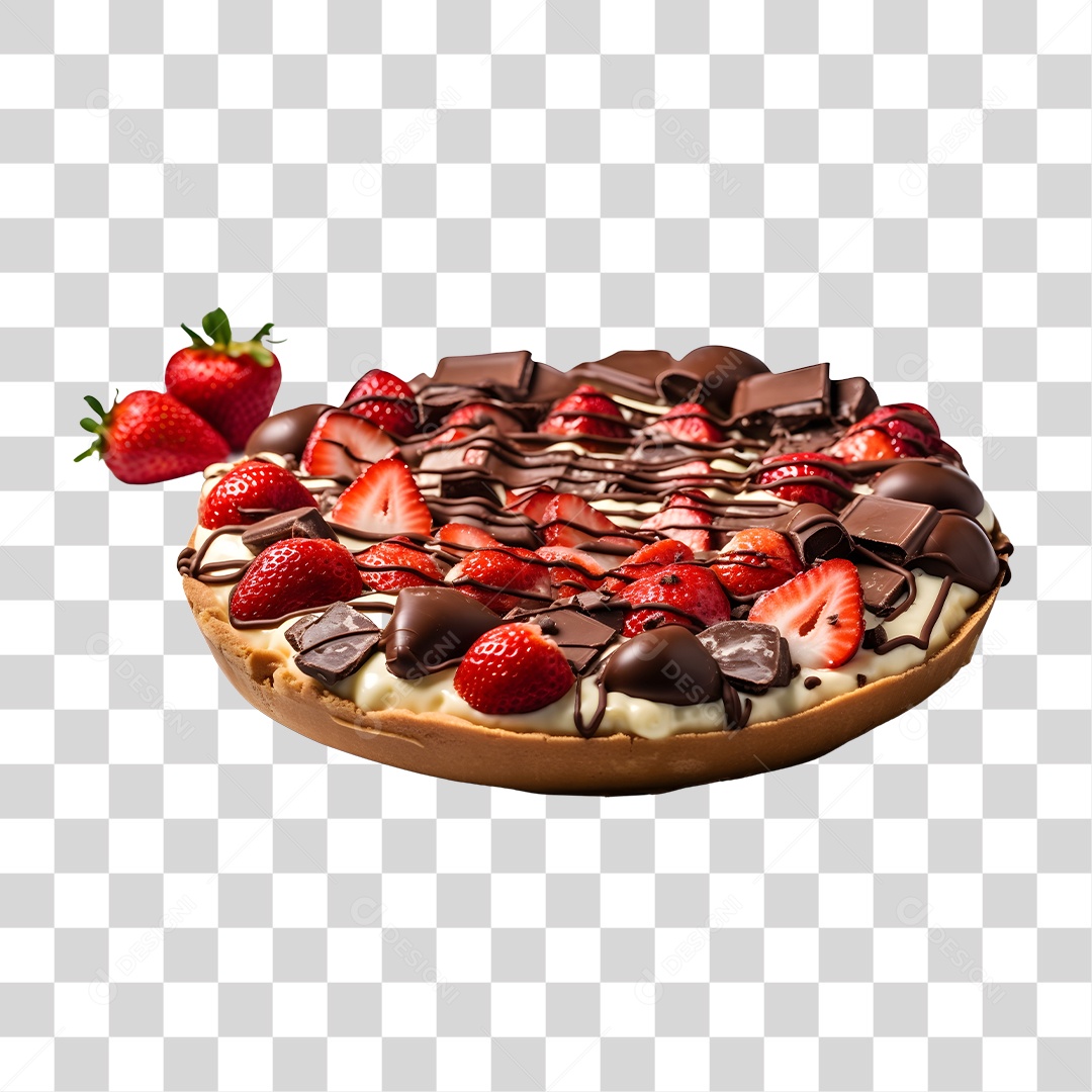 Deliciosa Pizza De Chocolate Com Morango Tabua De Madeira PNG Transparente