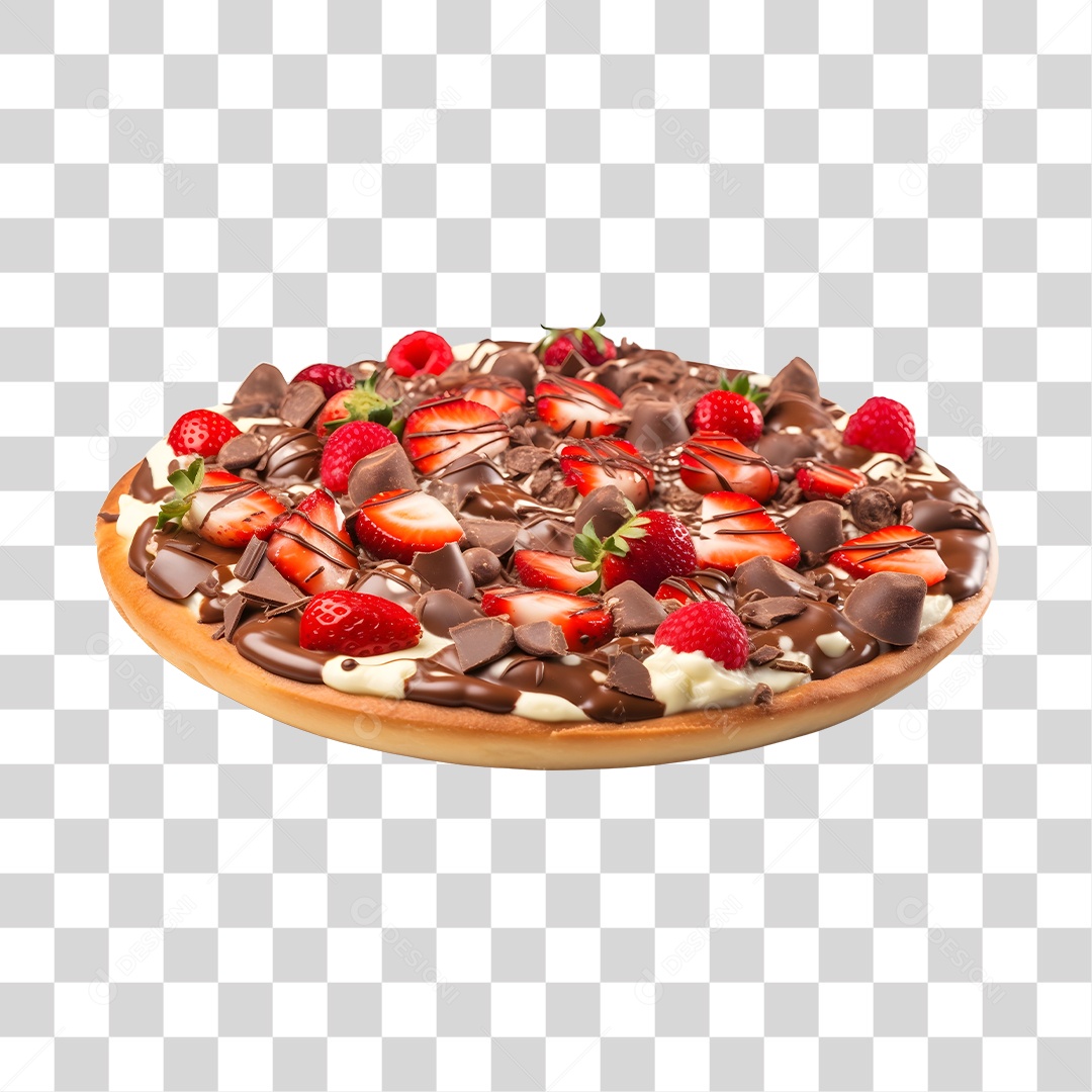 Deliciosa Pizza De Chocolate Com Morango Tabua De Madeira PNG Transparente