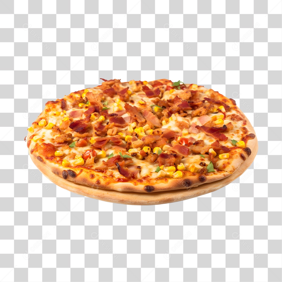 Pizza Com Bacon E Milho PNG Transparente