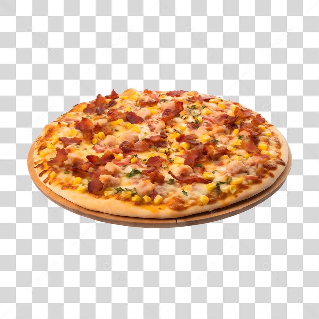 Pizza Com Milho E Bacon PNG Transparente
