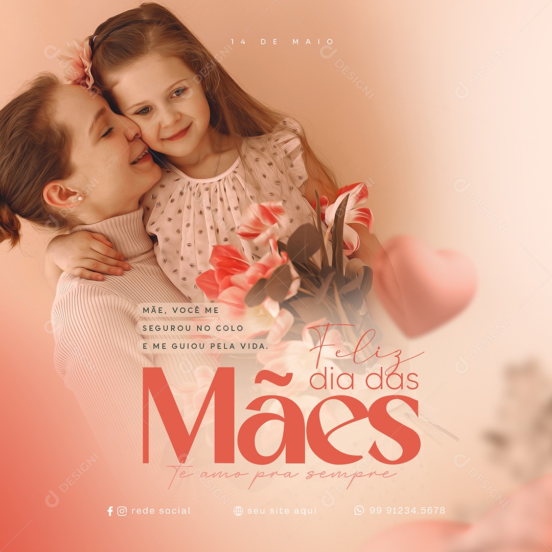 Social Media Dia das Mães Me Segurou no Colo PSD Editavel