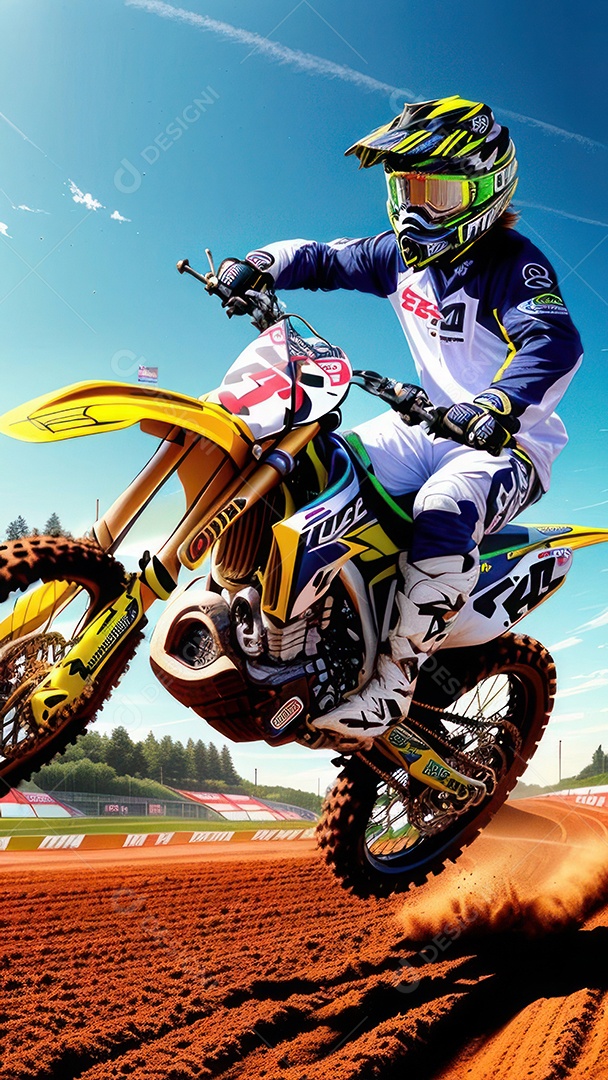 Pessoa jovem pilotando moto de motocross.