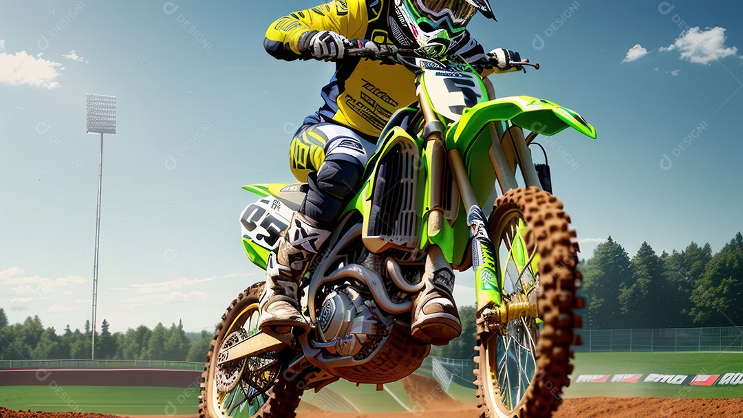 Pessoa jovem pilotando moto de motocross.